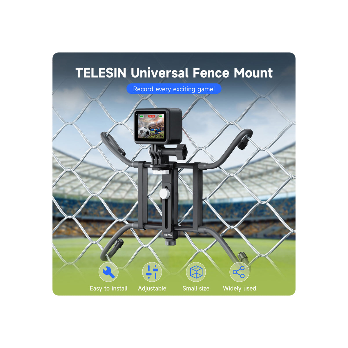 TELESIN TE-FM-001UNIVERSAL FENCE MOUNT FOR MOBILE PHONE/ACTION CAMERA