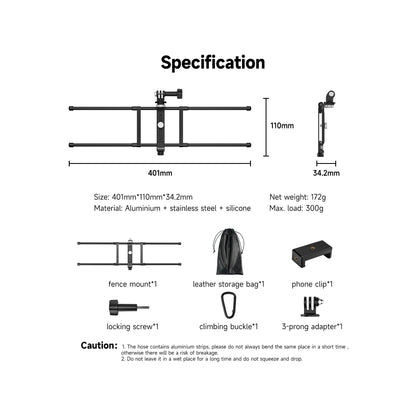 TELESIN TE-FM-001UNIVERSAL FENCE MOUNT FOR MOBILE PHONE/ACTION CAMERA