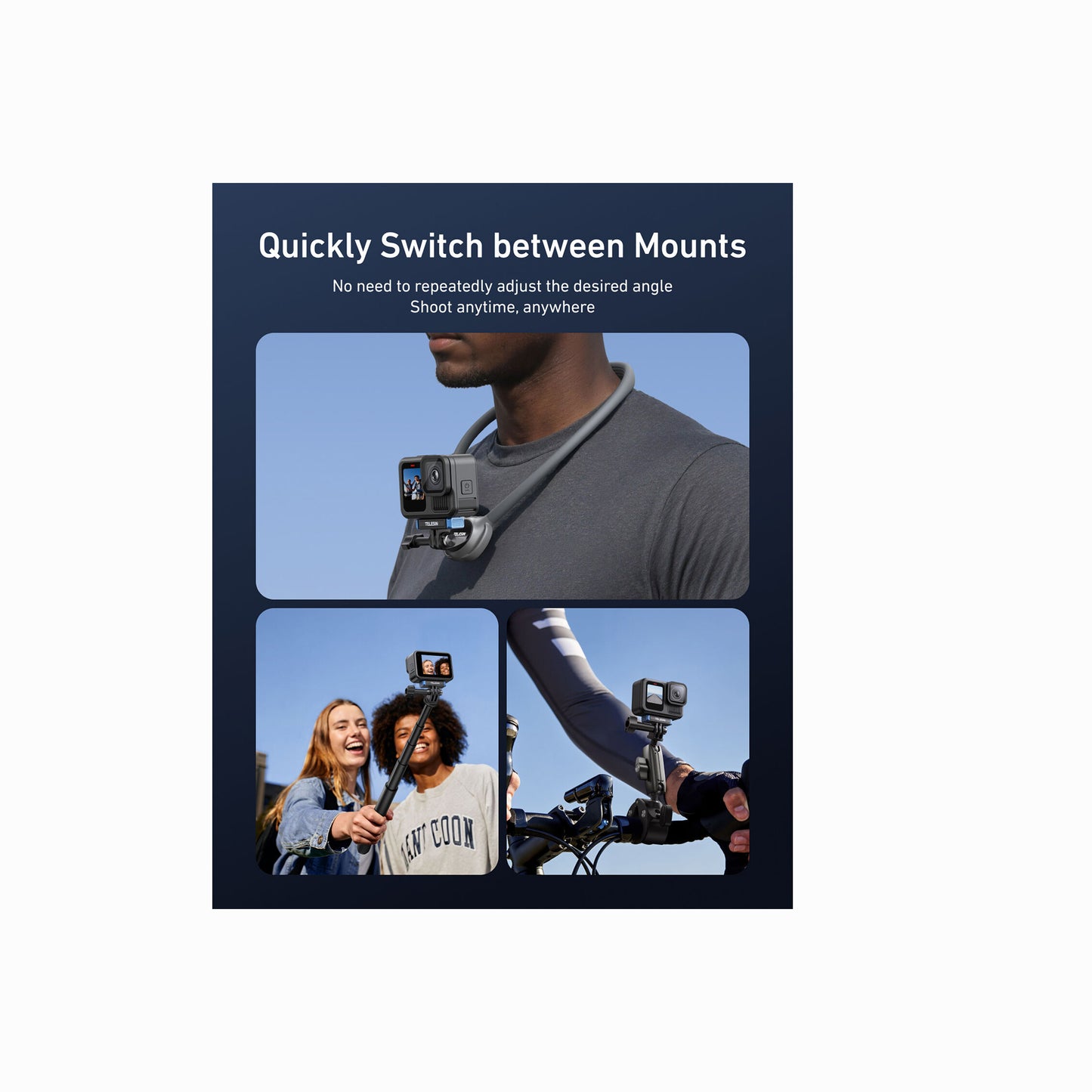 TELESIN Magnetic Latch Mount for GoPro HERO13 – S7-JBK-14-TGP