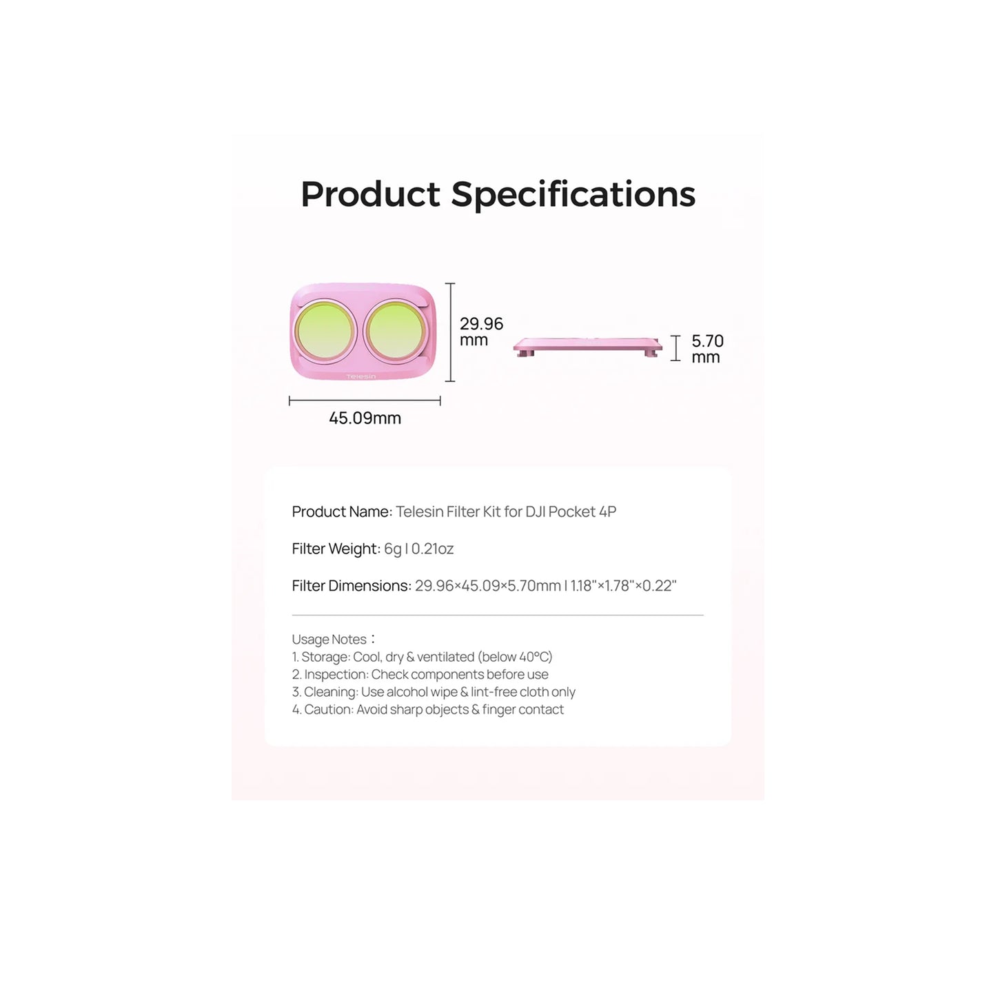 Telesin Pocket 4P Filter Kit Cool Rose +CPL +VND-S5-FLT-86-TDJ