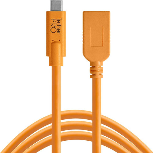 Tether Tools TetherPro USB Type-C to USB Type-A Extension Cable (15', Orange) CUCA415-ORG