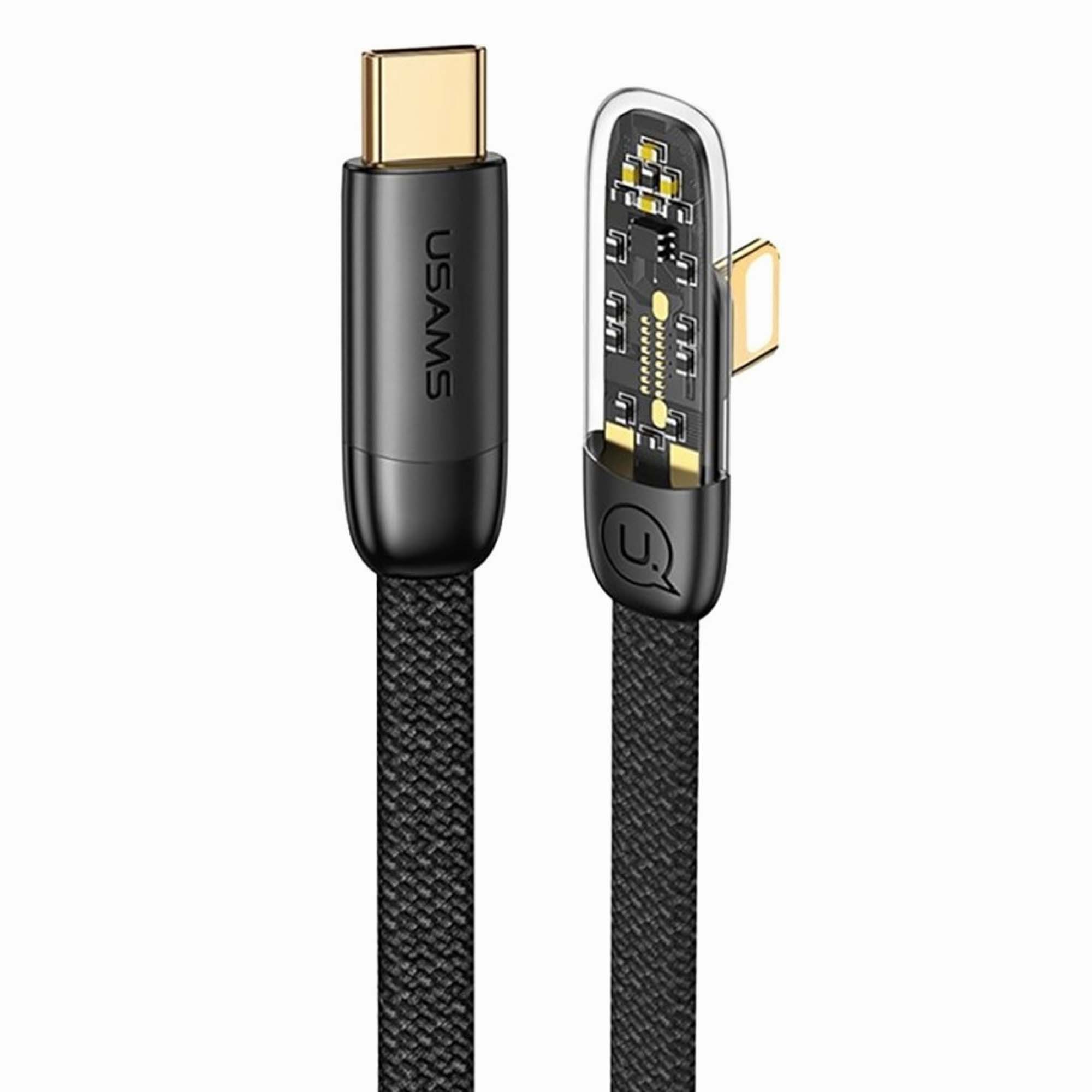 USAMS C-Lightning Right Angle Transparent Cable Black USSJ586