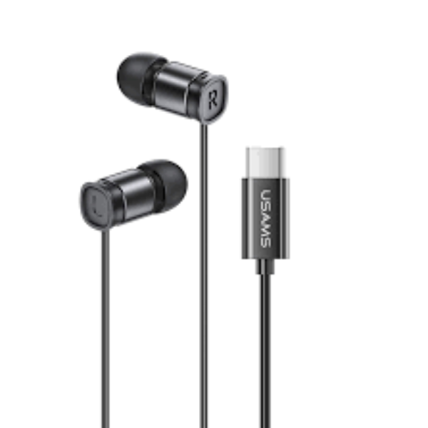 USAMS EP-46 Type-C In-Ear Wired Earphone, 1.2 Meter Length, Black Headphones Headset(HSEP4603)