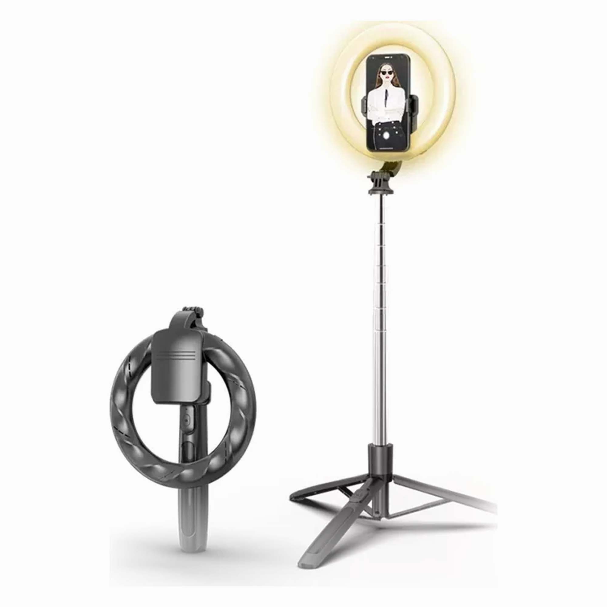 USAMS PHONE STAND WITH LED TRIPOD LAMP BLACK