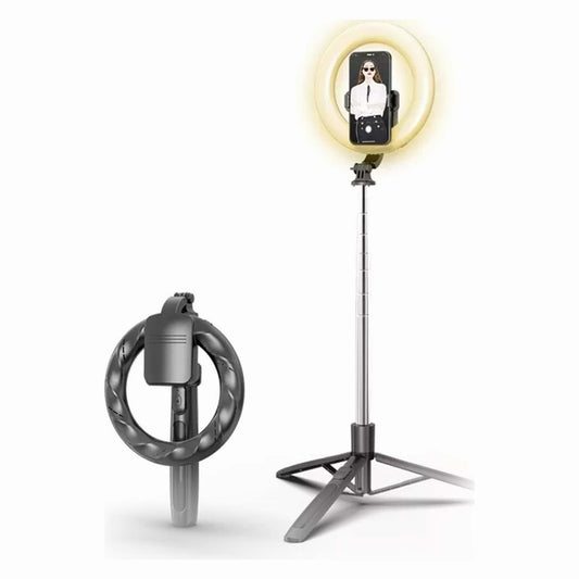 USAMS PHONE STAND WITH LED TRIPOD LAMP BLACK