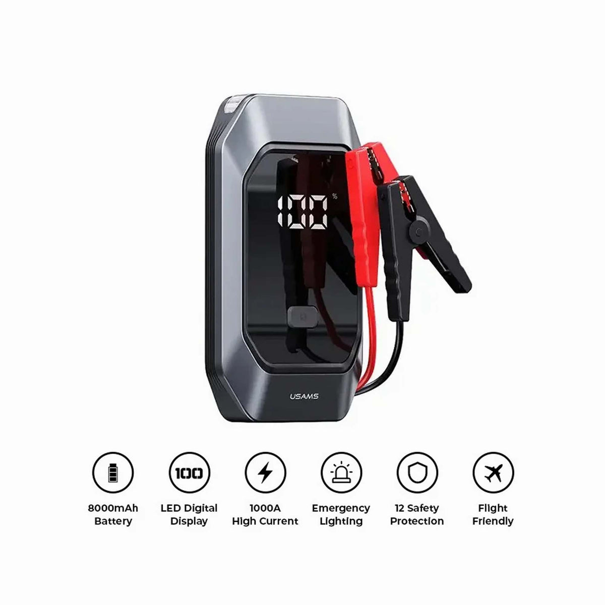 USAMS Powerbank JUMP Starter 8000mAh LED 500A USZB284