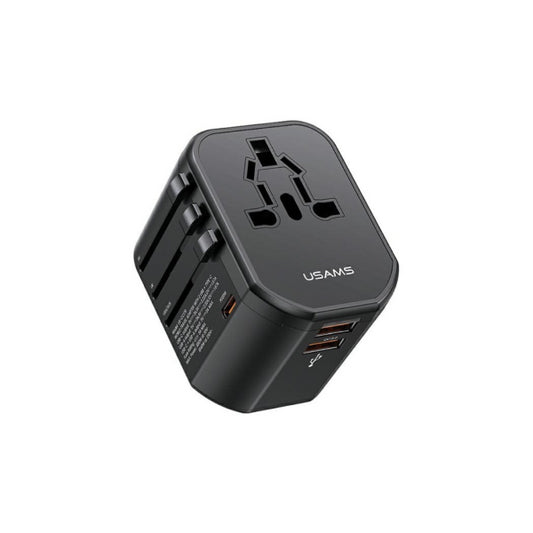 USAMS T59 POWER CHARGER 4-IN-1 US/AU/EU/UK TRAVEL ADAPTER BLACK(US-CC179)