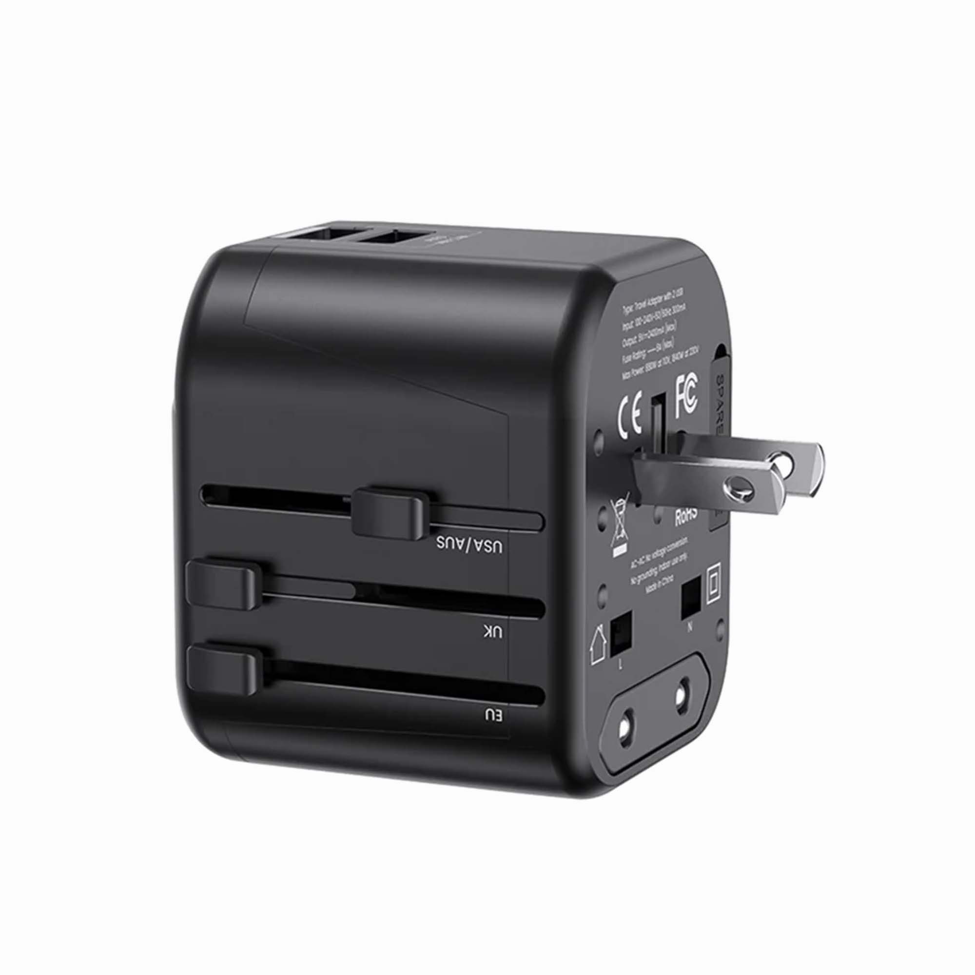 USAMS US-CC173 T55 12W Dual USB Universal Travel Charger US/AU/EU/UK Plug Converter
