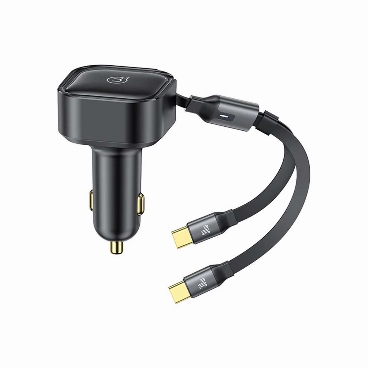 USAMS US-CC220 C41 PD 30W Phone Fast Charging Car Charger with Retractable Dual Type-C Cable