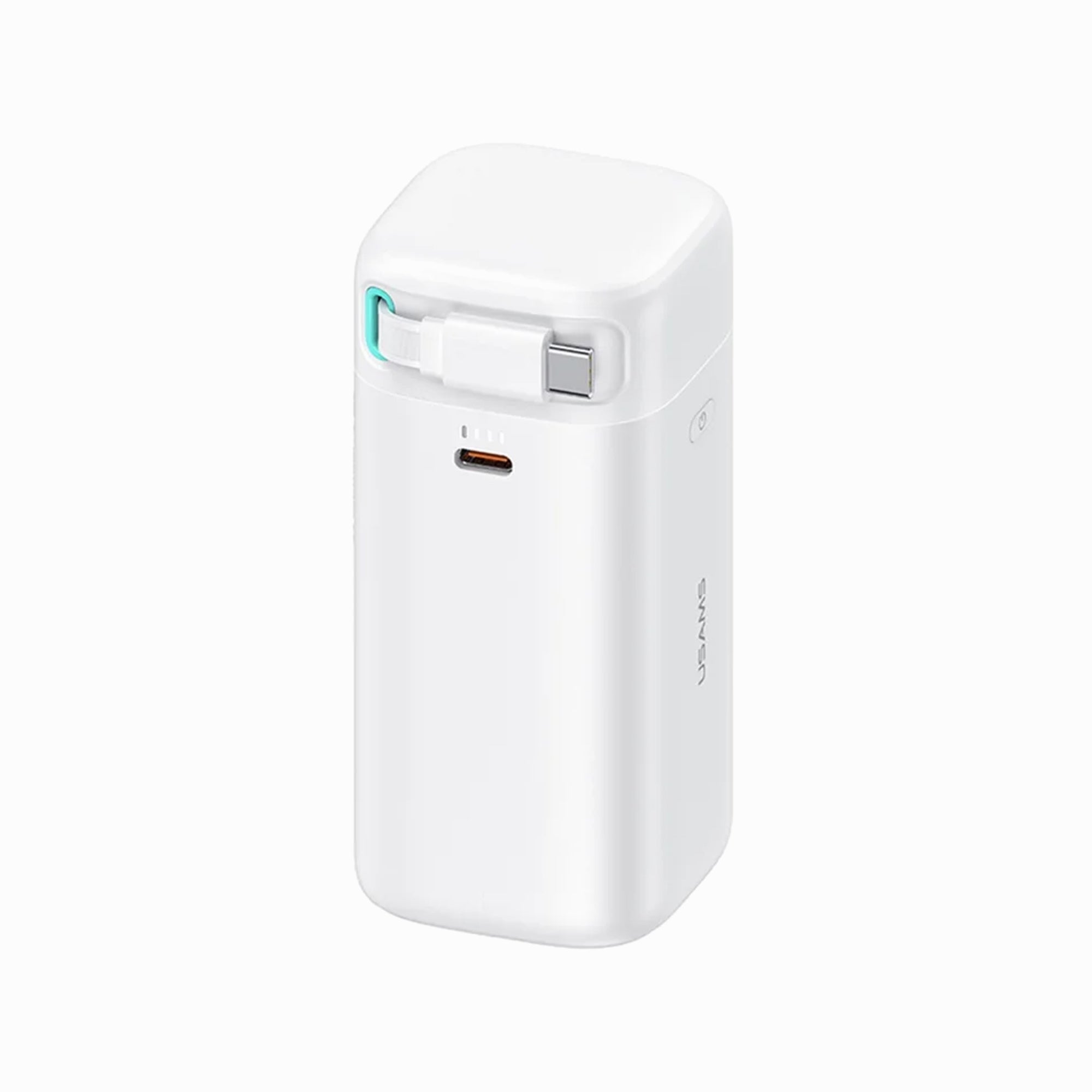 USAMS US-CD216 PD 45W Power Bank Dual Type-C 18000mAh Power Station with Retractable Magnetic Cable - White