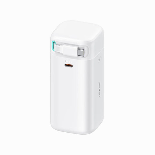 USAMS US-CD216 PD 45W Power Bank Dual Type-C 18000mAh Power Station with Retractable Magnetic Cable - White