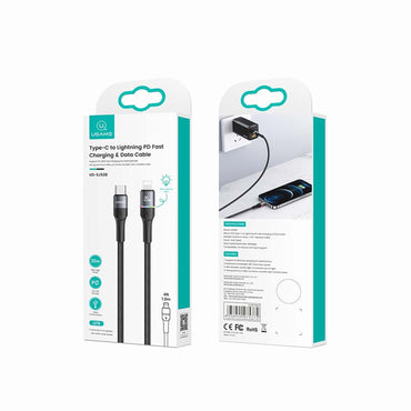 USAMS US-SJ538 U76 20W Type-C to Lightning Fast Charging Data Cable, 1.2 Meter Cable Length, Gray