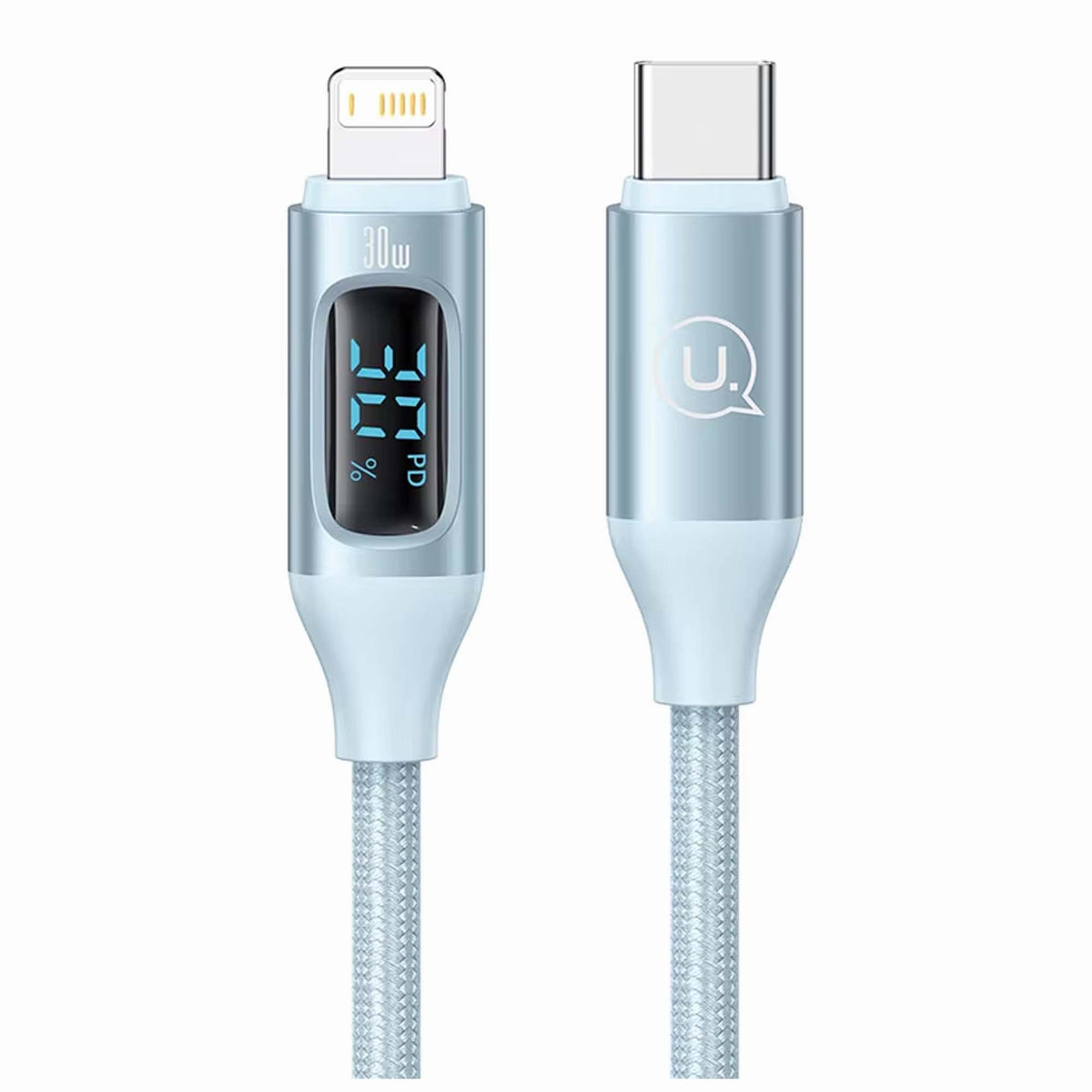 USAMS US-SJ687 30W PD Type- 14 13 12 11 Pro Max Cable Display Fast Charging Charger for iPhone