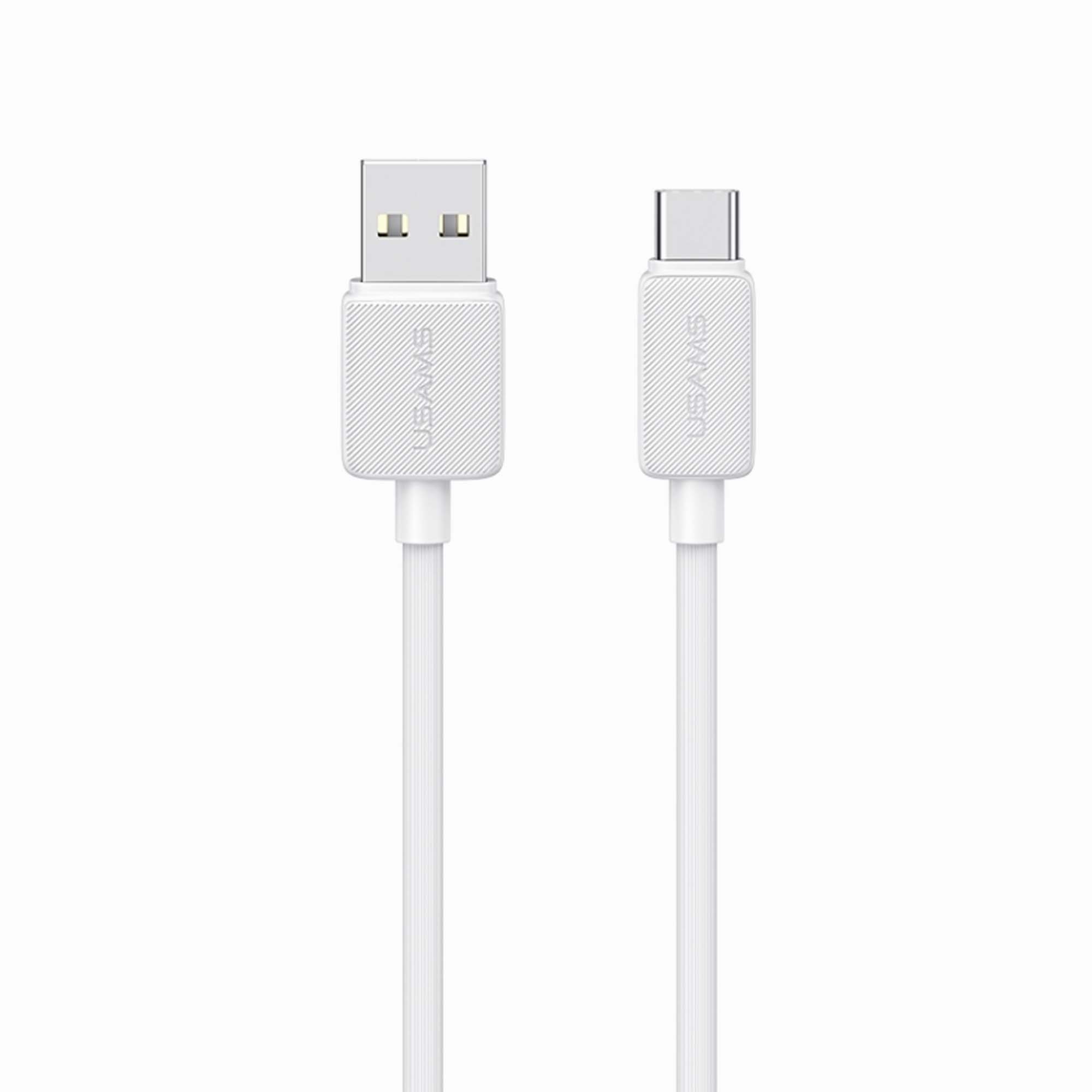 USAMS US-SJ698 KY Series 3m USB to Type-C 3A Phone Charging Cable Striped Data Cord -White