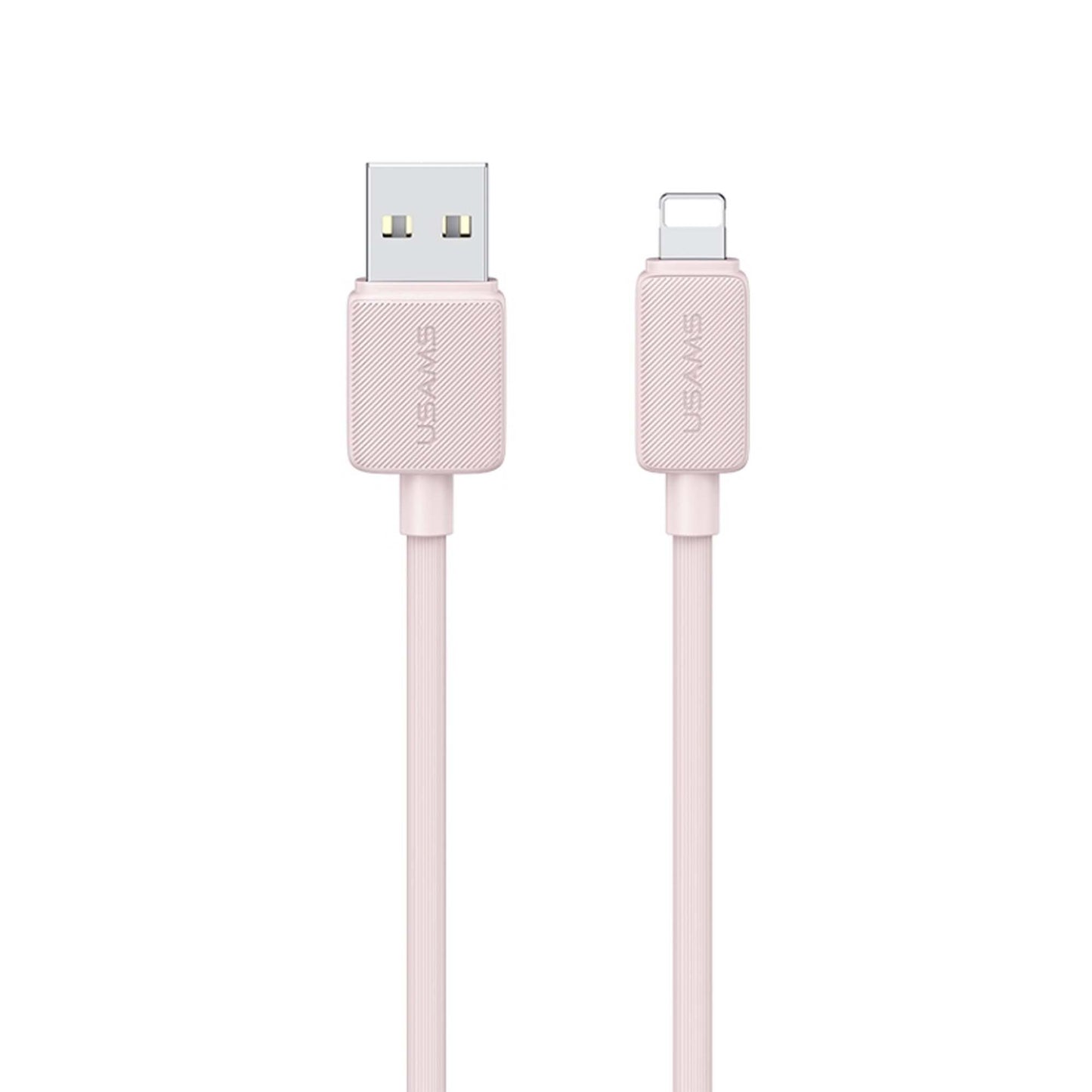 USAMS US-SJ699 USB to 8 Pin 2.4A Striped Fast Charge Data Cable, Length:3m Pink