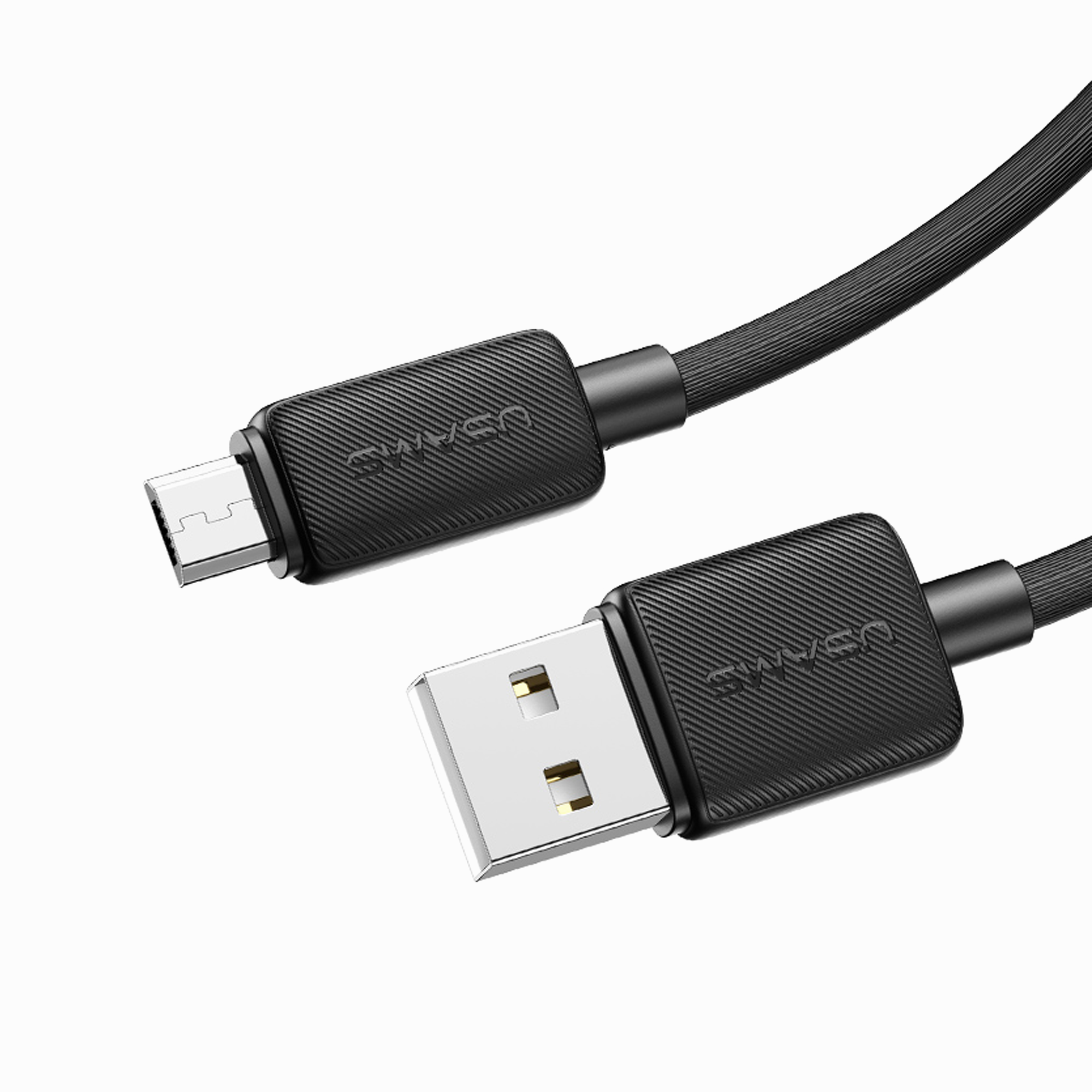 USAMS US-SJ700 Micro Striped Data Cable-KY Series 3M White charging cable Black