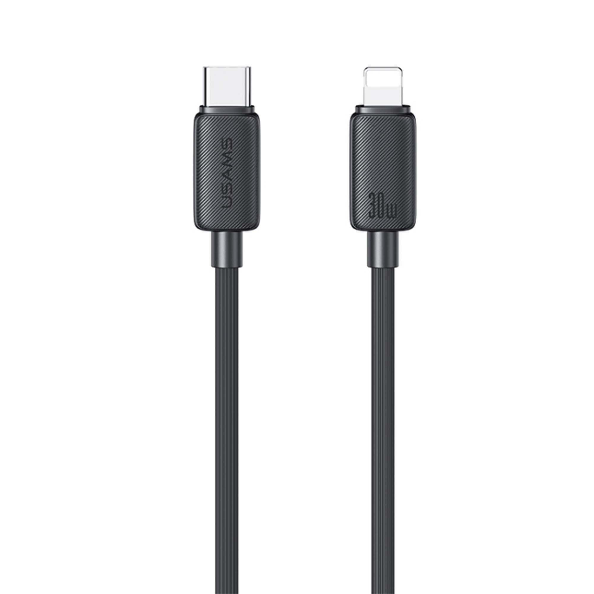 USAMS US-SJ702 USB-C / Type-C to 30W Striped Fast Charge Data Cable 3M Black