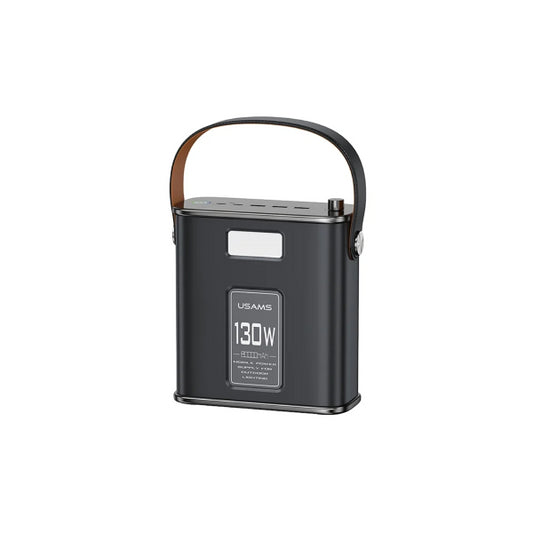 USAMS USAMS-ST CD196 80000mAh 130W 2 Type-C + 3 USB-A Power Station Light Power Bank with PD 100W Type-C to Type-C Cable - Black(STXLOGTC01)