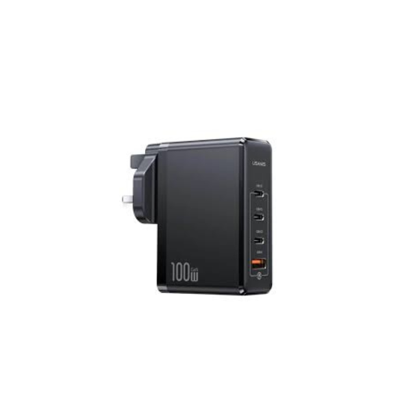 USAMS US-CC166 T51 100W 4 Port Gan Fast Charger 1 USB-A + 3 Type-C Power Adapter(CC166TC01)
