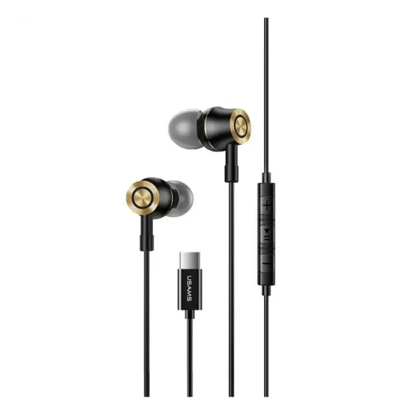 USAMS US-SJ482-EP-43 Type-C In-ear Metal Headsets Stereo Earphones, 1.2m - Black(HSEP4301)