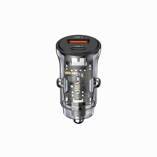 USAMS US-CC164 C32 30W Transparent Dual Port Mini Car Charger