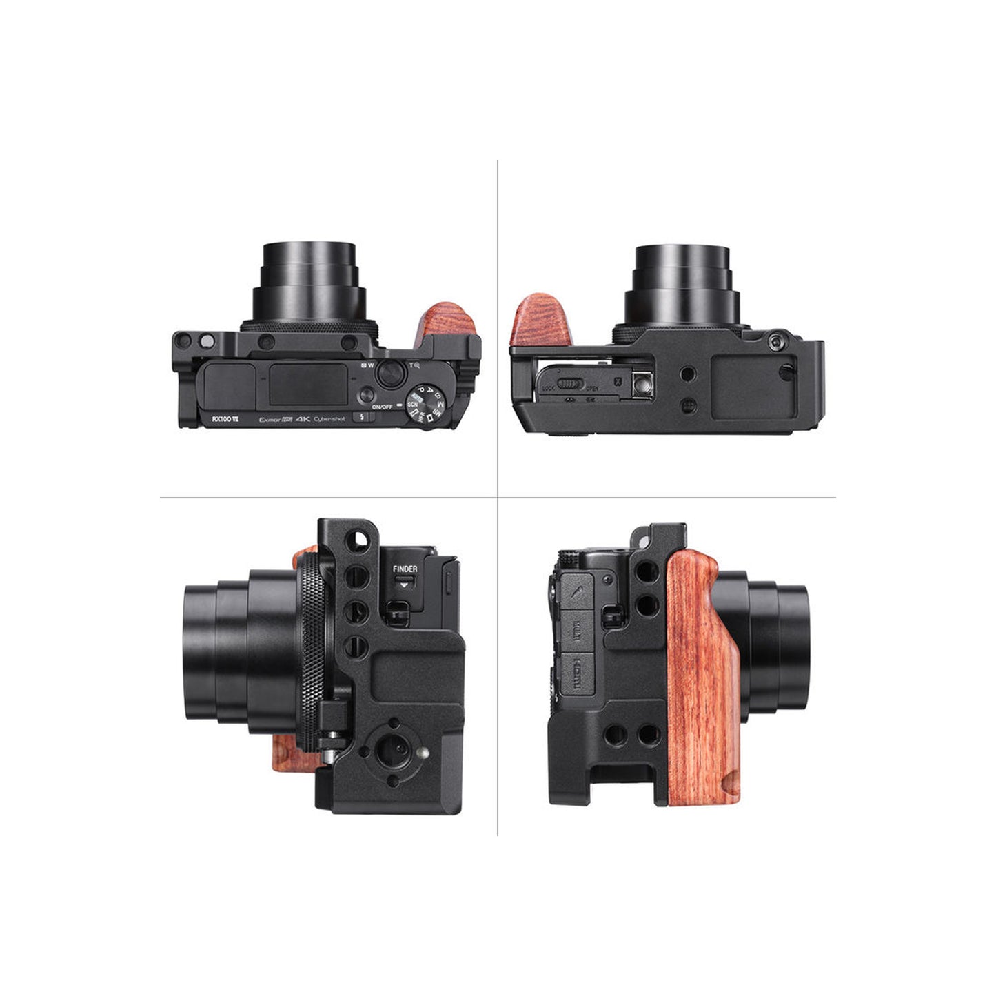 UURig Cage with Wooden Handgrip for Sony DSC-RX100 VI/VII