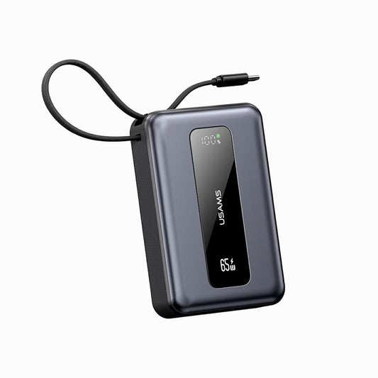 USAMS CD243 65W Power Bank Fast Charging 20000mAh 3 Port LED Display Portable Charger with Type-C Cable