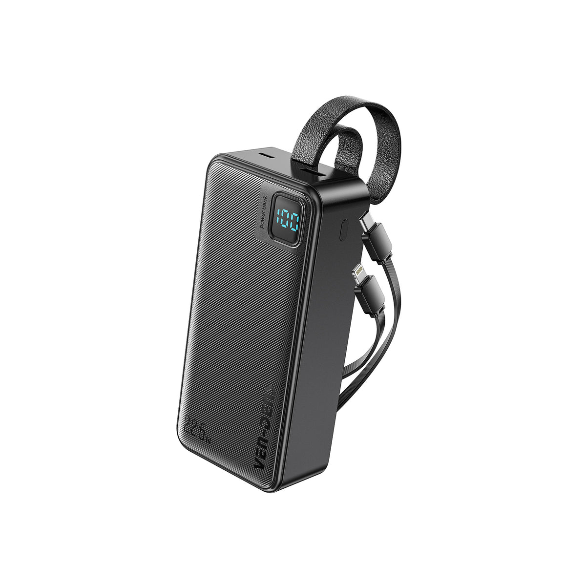 VEN-DENS VD-PB062 30,000mAh 22.5W Fast-Charging Power Bank with Built-In Cables