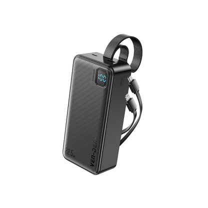 VEN-DENS VD-PB062 30,000mAh 22.5W Fast-Charging Power Bank with Built-In Cables