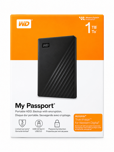WD 1TB My Passport USB 3.2 Gen 1 External Hard Drive (Black)
