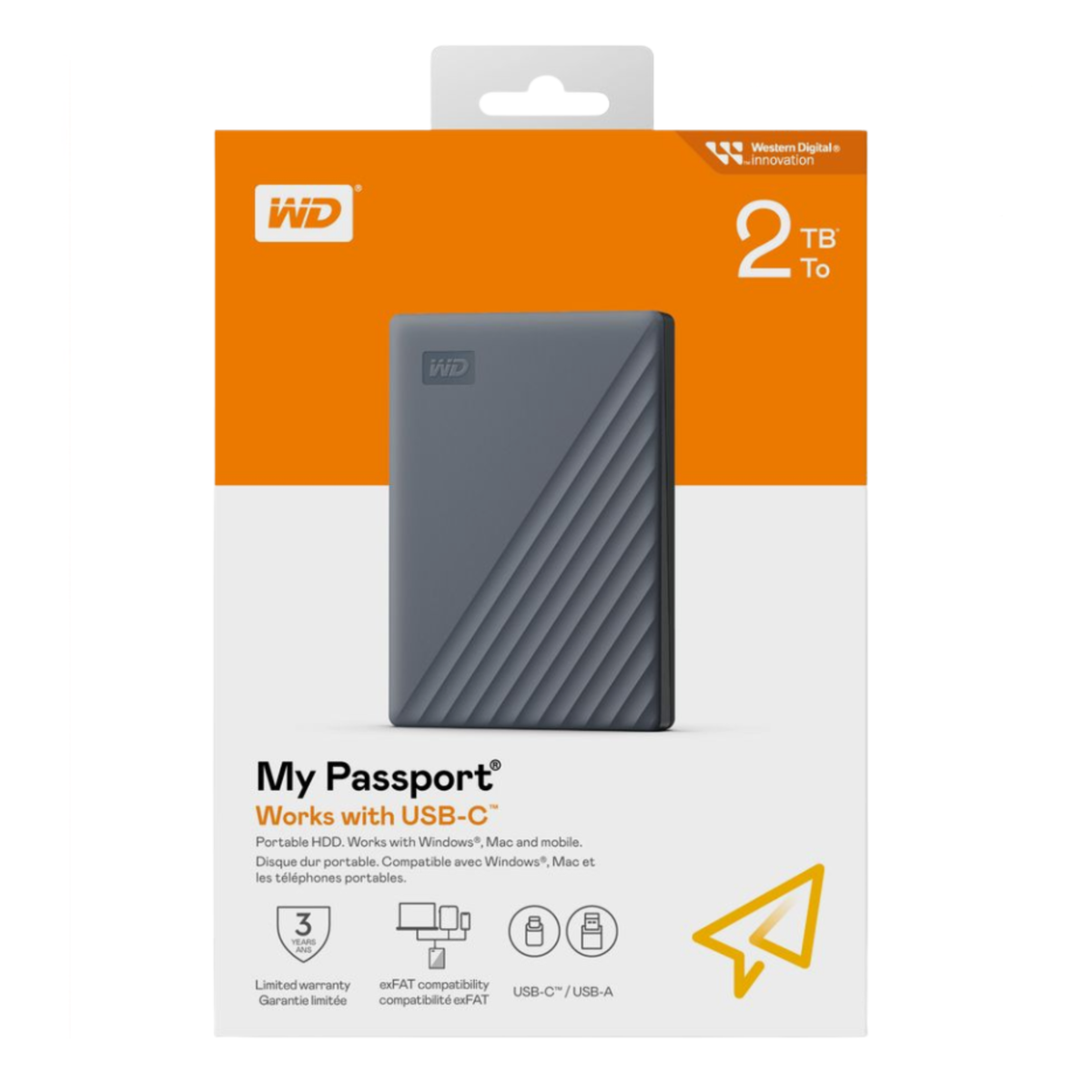 WD My Passport 2TB Portable SSD – Space Grey, USB-C, Up to 1050MB/s