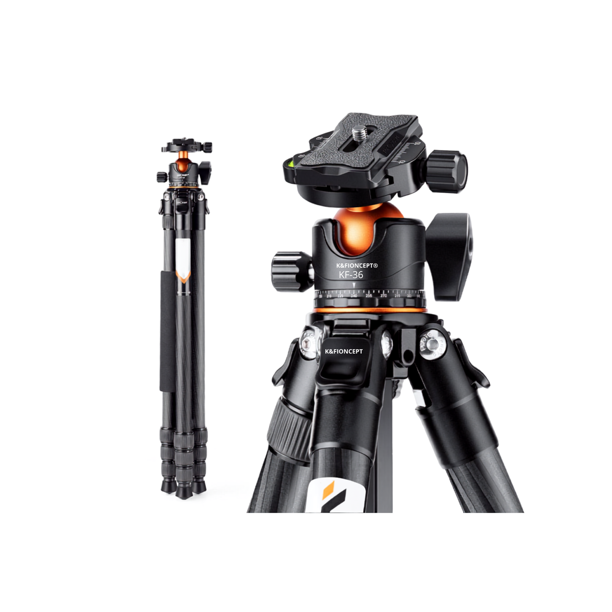 K&F Concept 70″ Carbon Fiber Travel Tripod with BH-36L Ball Head-KF09.098V1