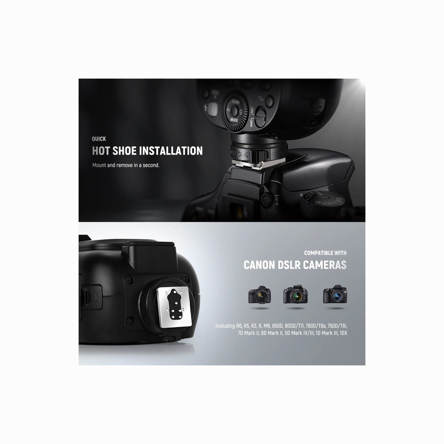 NEEWER Z1-C TTL Round Head Flash Speedlite for Canon with Magnetic Dome Diffuser