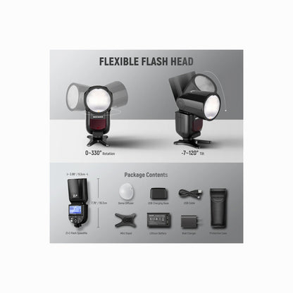 NEEWER Z1-C TTL Round Head Flash Speedlite for Canon with Magnetic Dome Diffuser