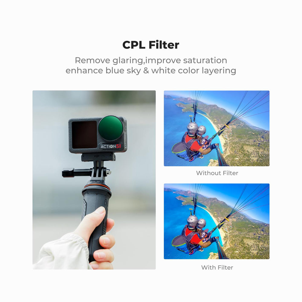 DJI Osmo Action 4 & Osmo Action 5 Pro CPL+ND8+ND16+ND32+ND64+ND256 Action Camera Filter Set (SKU.2338)