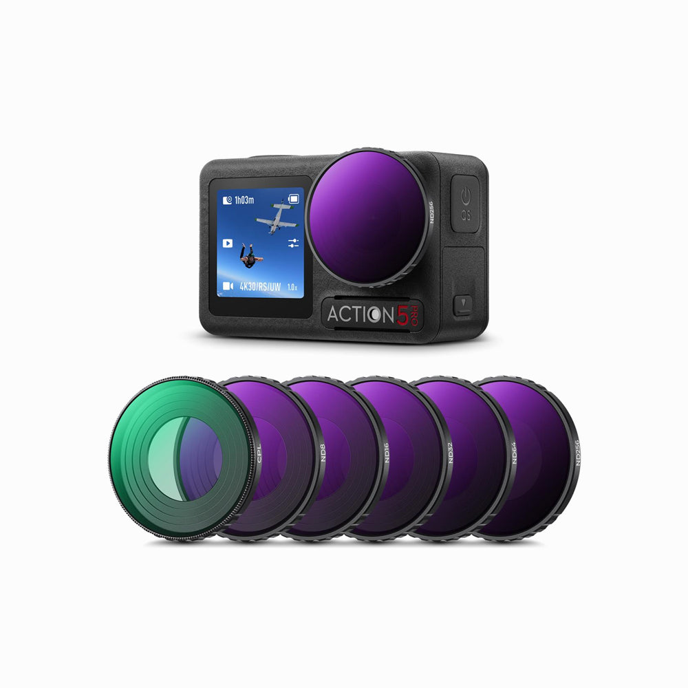 DJI Osmo Action 4 & Osmo Action 5 Pro CPL+ND8+ND16+ND32+ND64+ND256 Action Camera Filter Set (SKU.2338)