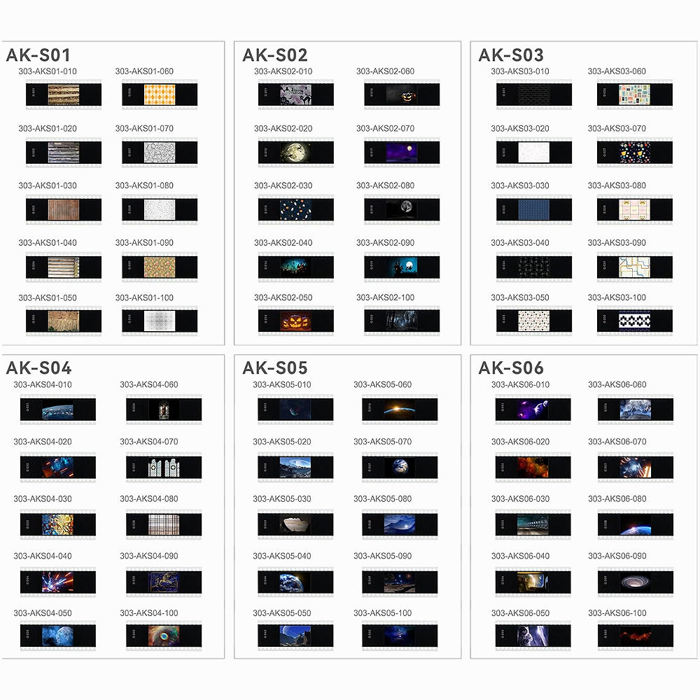 Godox AK-S Full Slide Kit (60PCS) with Assorted Unique Filters Designs for AK-R21 Projection Attachment and Camera Flash