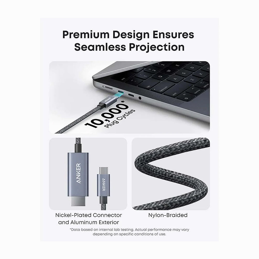 Anker Nano USB-C to HDMI 4K Braided Cable 6ft 1.8m - Black