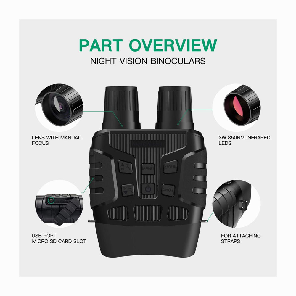 K&F CONCEPT Infrared Night Vision Binoculars 4x Digital Zoom 3W 850NM Infrared Binoculars for Reconnaissance Surveillance Camping Night Hunting Sailing & Fishing (KF33.022)