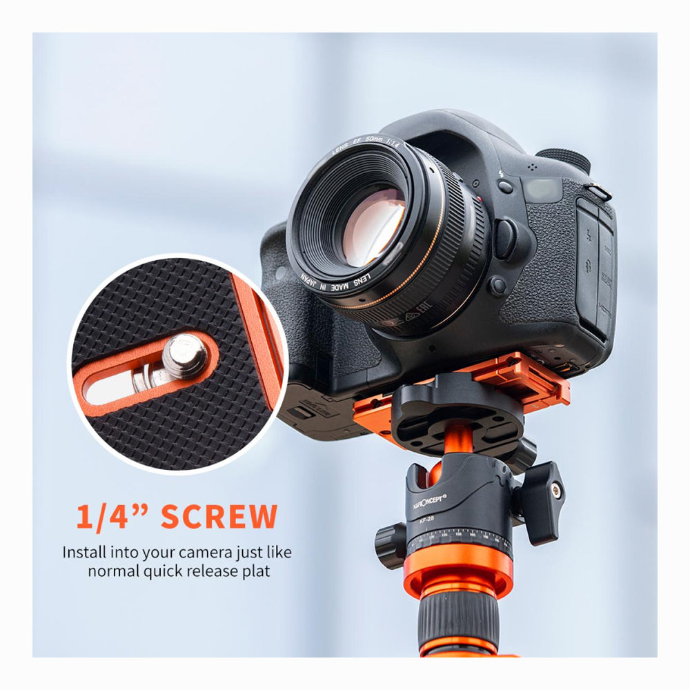 K&F Concept CA02 Aluminum Multi Quick Release Plate 2 in 1 Professional Camera Quick Release Plate for Tripod Camera Mobile Phone (Orange) (KF31.027V2)