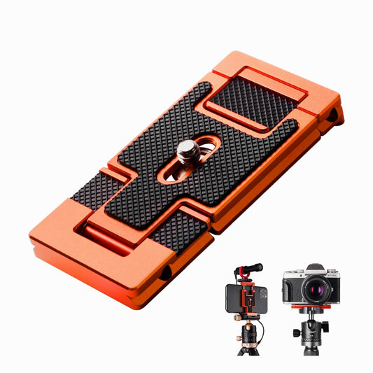 K&F Concept CA02 Aluminum Multi Quick Release Plate 2 in 1 Professional Camera Quick Release Plate for Tripod Camera Mobile Phone (Orange) (KF31.027V2)
