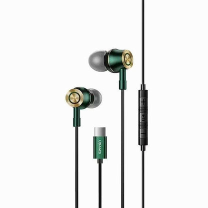 USAMS STEREO HEADPHONES EP-43 METAL USB-C DARK GREEN