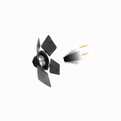 NiceFoto FD-110 Fresnel Mount Light Focusing Adapter with Barn Doors Focus Zoom: 45°~17° for Bowens Mount LED Video Light for Aputure COB 120D II, 300D, Nice Foto HB-1000B II, HA-3300B