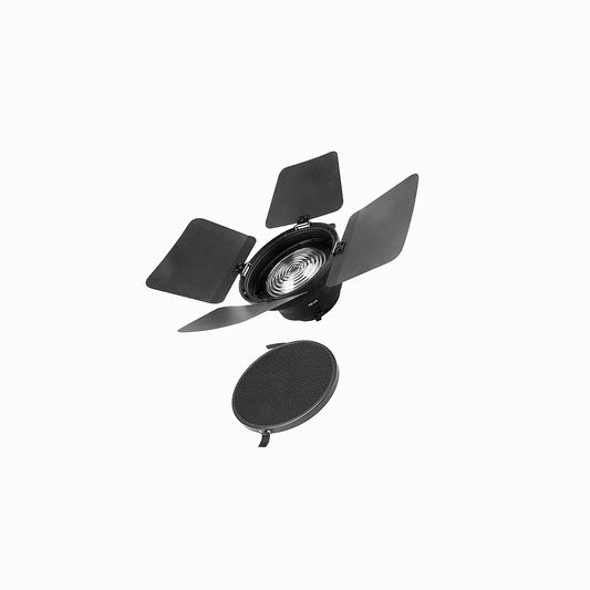 NiceFoto FD-110 Fresnel Mount Light Focusing Adapter with Barn Doors Focus Zoom: 45°~17° for Bowens Mount LED Video Light for Aputure COB 120D II, 300D, Nice Foto HB-1000B II, HA-3300B