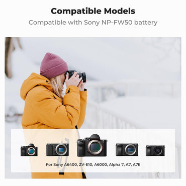 K&F Concept NP-FW50 Charger 3-Slot ZV-E10 Battery Charger with LCD Display for Sony A6400 A6600 ZV-E10 A7 A7ii Cameras-KF28.0060