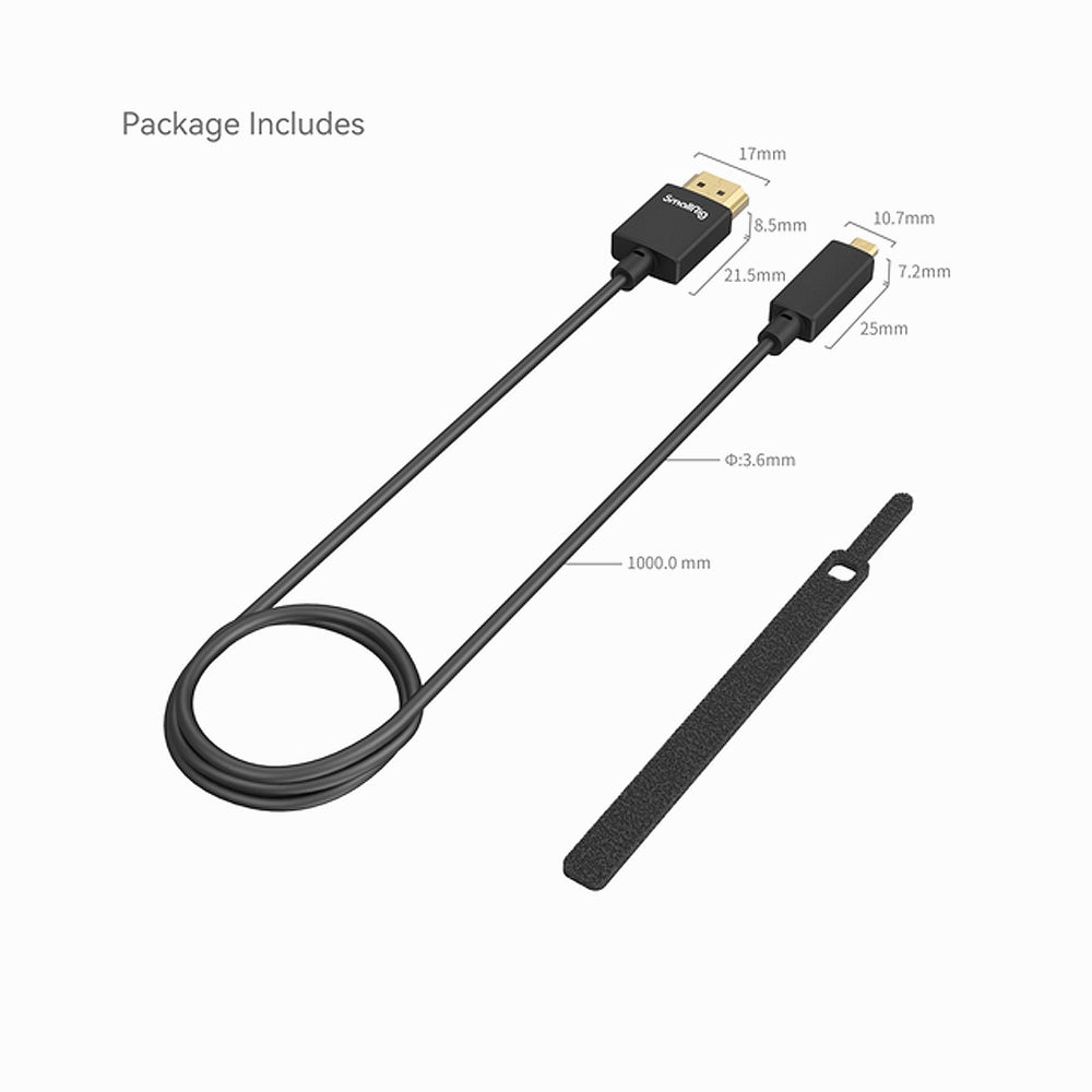 SmallRig Ultra-Slim 4K Micro HDMI to Full HDMI Data Cable (D to A) (100cm) 4795