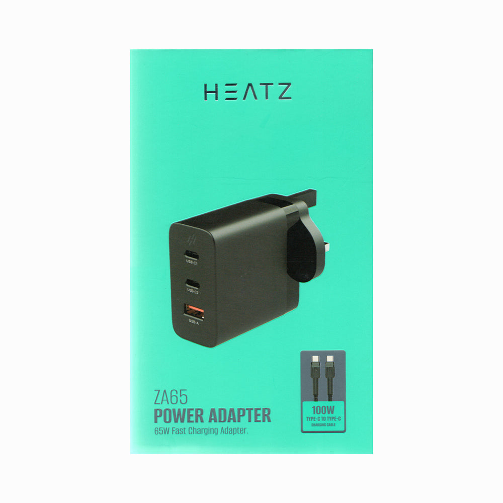 Heatz ZA65 65W Fast Charging Power Adapter with USB-C Cable