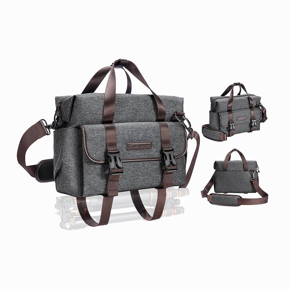 K&F Concept 8L Retro Camera Shoulder Crossbody Sling Bag with Tripod Holder & Enough Storage for Cameras, Lenses, Drones, Smartphones, Tablets Photography Accessories (Dark Grey-KF13.186)