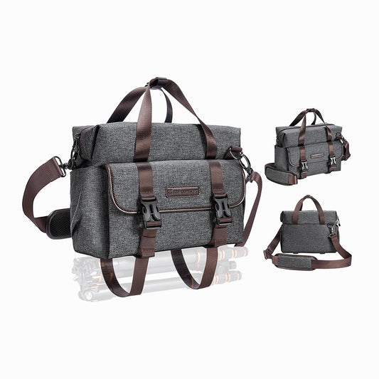 K&F Concept 8L Retro Camera Shoulder Crossbody Sling Bag with Tripod Holder & Enough Storage for Cameras, Lenses, Drones, Smartphones, Tablets Photography Accessories (Dark Grey-KF13.186)
