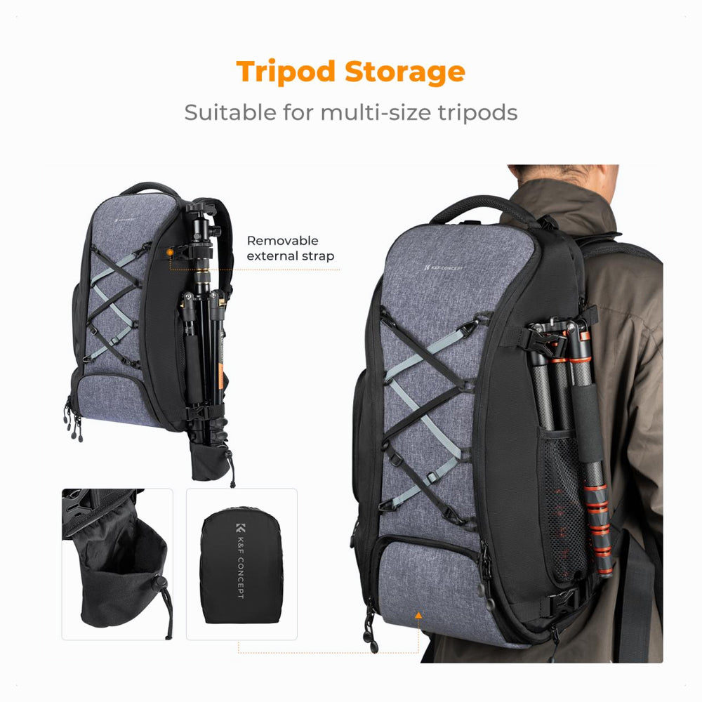 K&F Concept Camera Backpack,Camera Bags for Photographers 30Lwith Raincover Laptop Compartment Compatible for Canon/Nikon/Sony/DJI Mavic Drone Travel 30L Nature Wander 08 (Grey)KF13.178